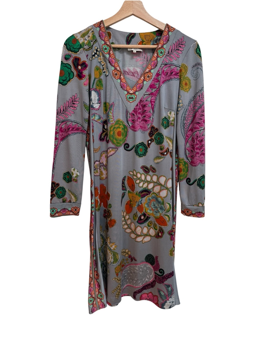 Etro Paisley Floral Print Jersey Knit Dress Women’s Size 6 Boho Bohemian Resort